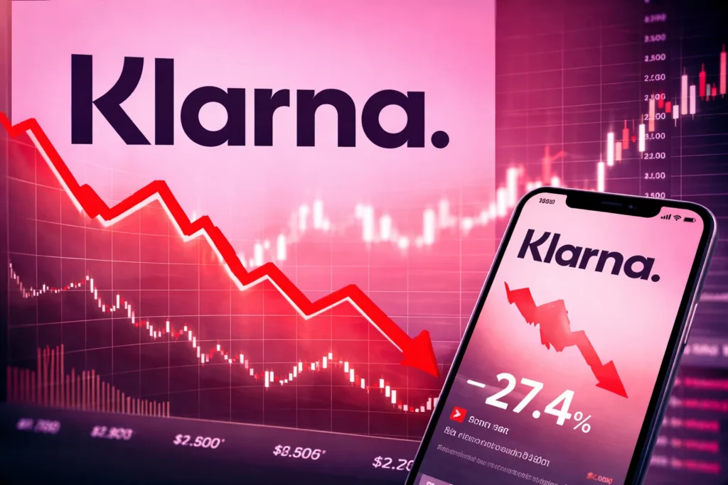 Klarna afunda 27% após aumento do crédito malparado Queda das ações da Klarna após aumento do crédito malparado